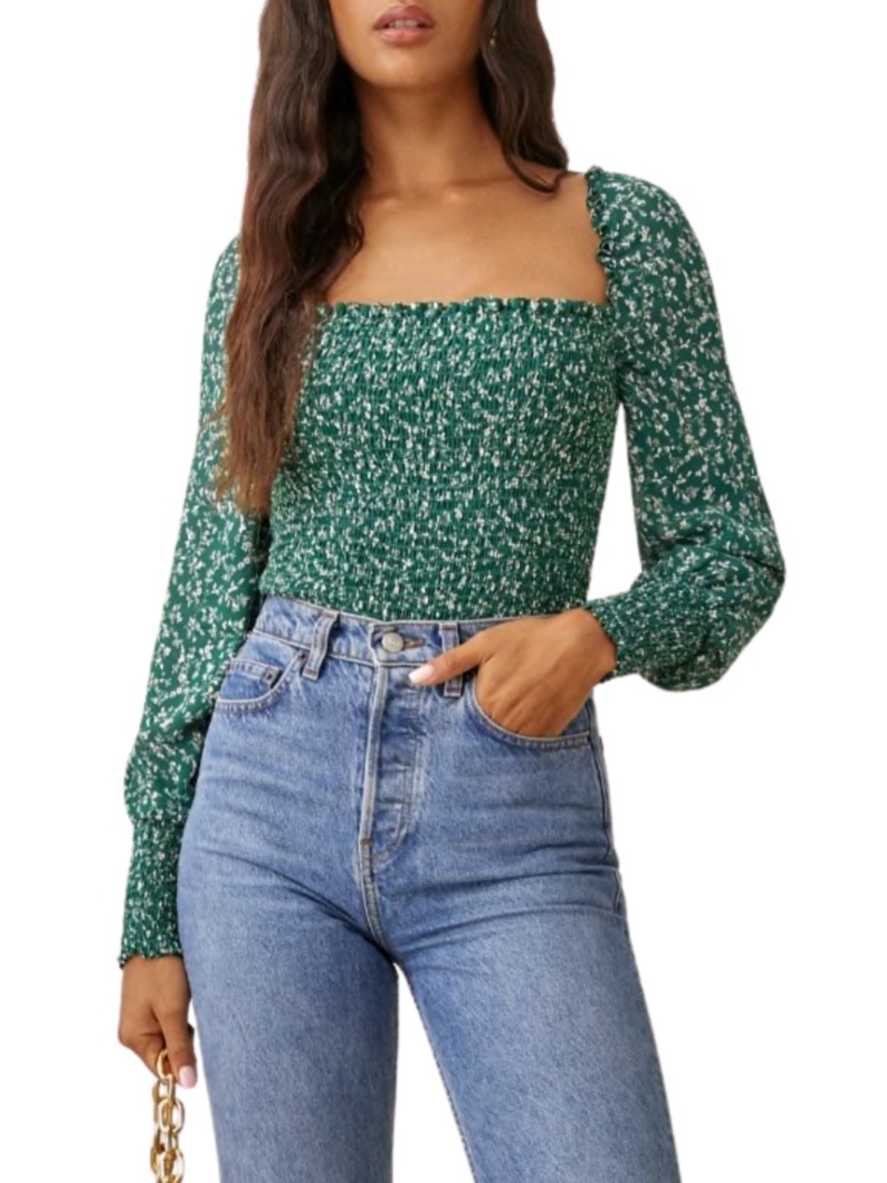 NEW Reformation Pinto Top Parsley XS